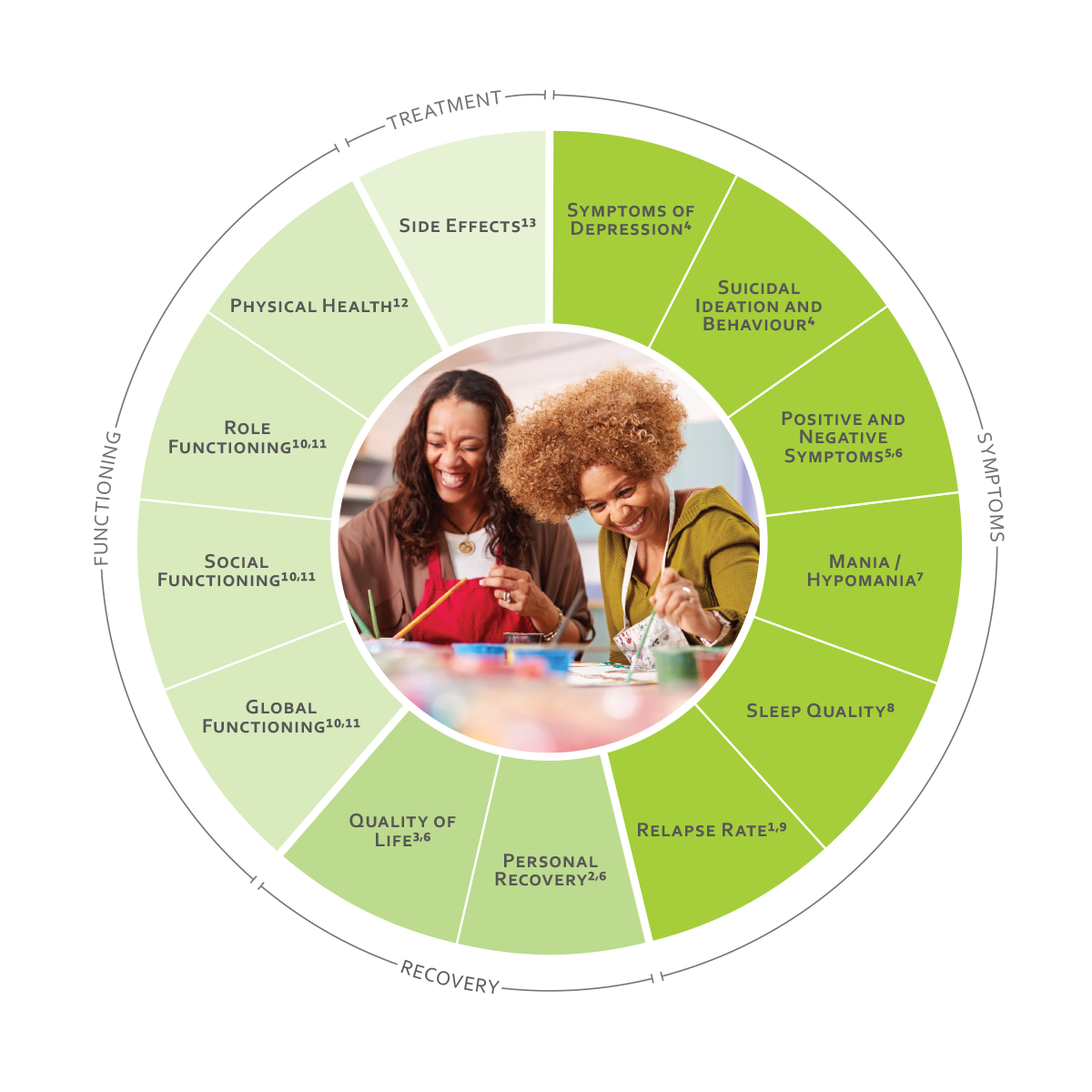 ICHOM Standard Sets Psychotic Disorders Outcomes Wheel