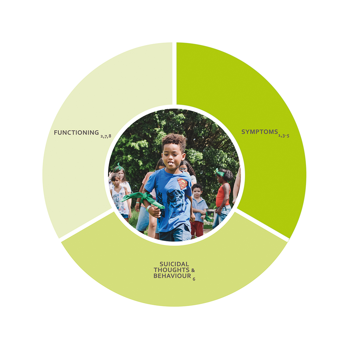 ICHOM Standard Sets Depression & Anxiety for Children & Young People Outcomes Wheel
