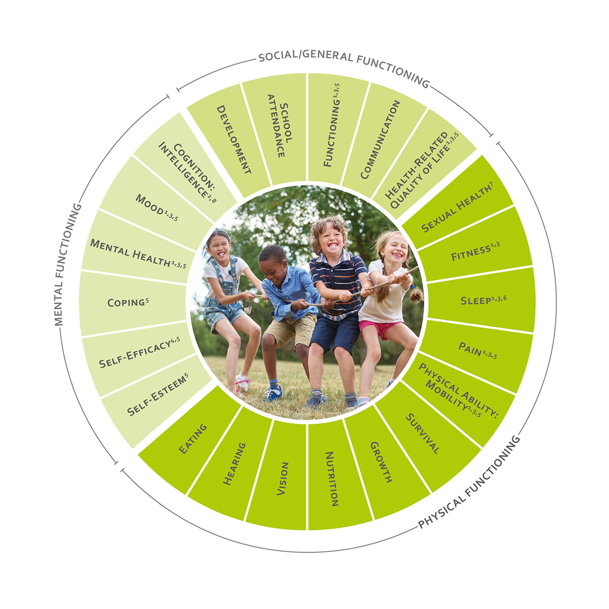 ICHOM Standard Sets Overall Paediatric Health Outcomes Wheel