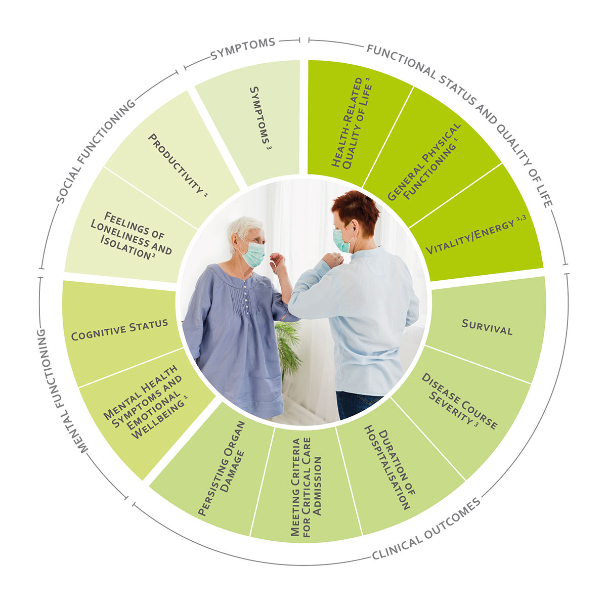 ICHOM Standard Sets COVID-19 Outcomes Wheel
